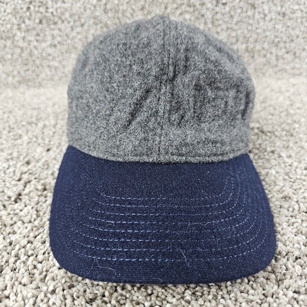 J Crew Hat Baseball Cap Gray Blue Wool Blend Strap Back Two Tone Adjustable OSFM
